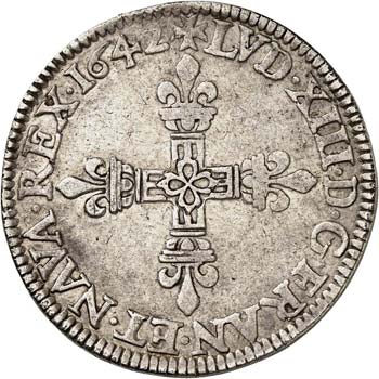 Louis XIII (1610-1643). 1/4 écu ... 