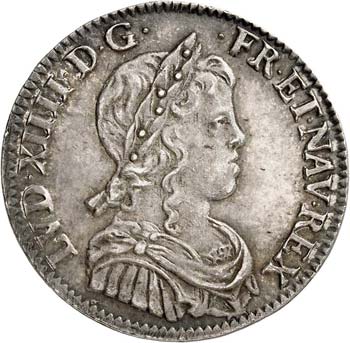 Louis XIV (1643-1715). 1/4 écu à ... 