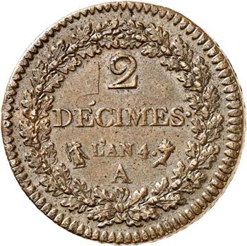 Directoire (1795-1799). 2 décimes ... 