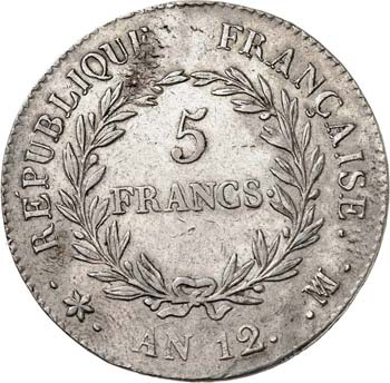Consulat (1799-1804). 5 francs an ... 