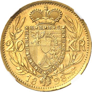 Johann II. 1858-1929. 20 kronen ... 