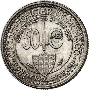 Louis II (1922-1949). 50 centimes ... 
