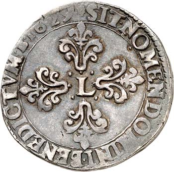 Louis XIII (1610-1643). 1/2 franc ... 