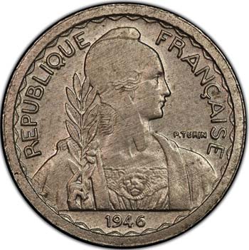 5 cent 1946, flan en argent. Av. ... 