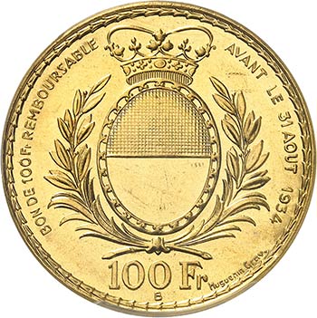 Fribourg. 100 francs 1934, Berne. ... 