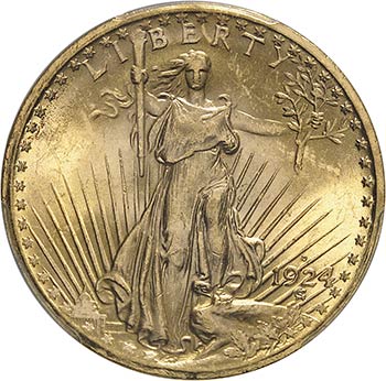 20 dollars Saint-Gaudens 1924 D, ... 