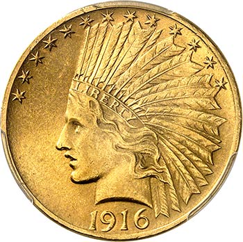 10 dollars Indien 1916, San ... 