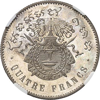 Norodom Ier (1860-1904). 4 francs ... 