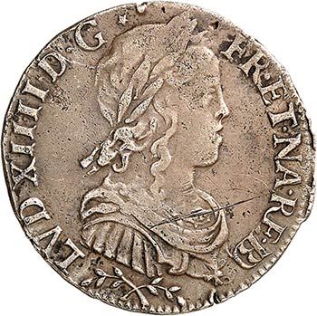 Louis XIV (1643-1715). 1/4 écu de ... 