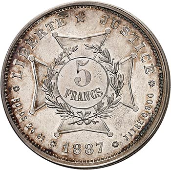 République. 5 francs 1887, essai ... 