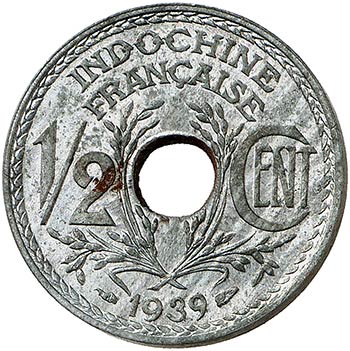 1/2 cent 1939, piéfort en zinc ... 