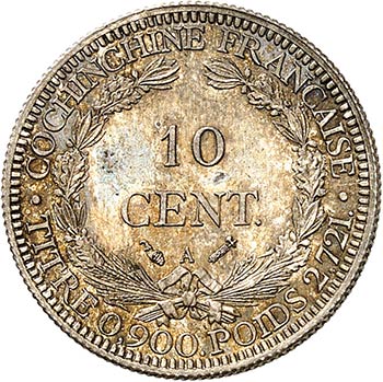 Cochinchine. 10 cent 1885. Av. La ... 