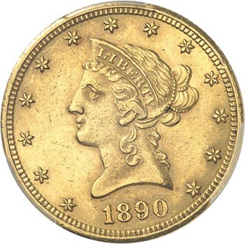 10 dollars Liberty 1890 CC, Carson ... 
