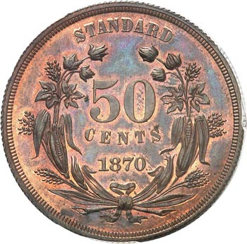 50 cents 1870, essai en bronze. ... 