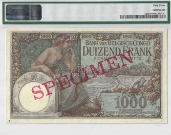 Banque du Congo Belge. 1000 francs ... 