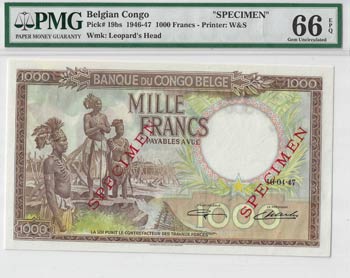 Banque du Congo Belge. 1000 francs ... 