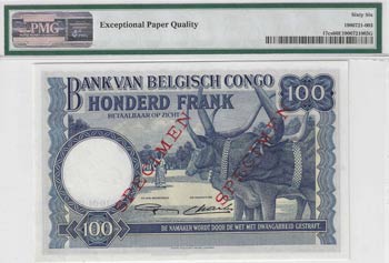 Banque du Congo Belge. 100 francs ... 