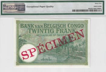 Banque du Congo Belge. 20 francs ... 