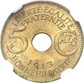 5 centimes 1943, Pretoria. Av. ... 