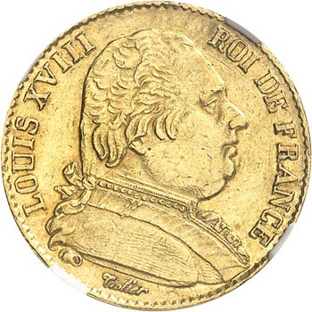 Louis XVIII (1814-1824). 20 francs ... 