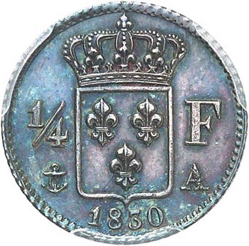 Charles X (1824-1830). 1/4 franc ... 