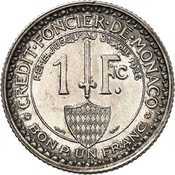 Louis II (1922-1949). 1 franc ... 