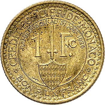 Louis II (1922-1949). 1 Franc ... 