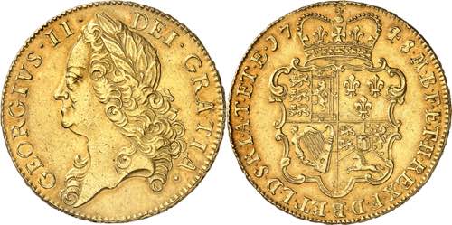 Georges II (1727-1760). 5 guinées ... 