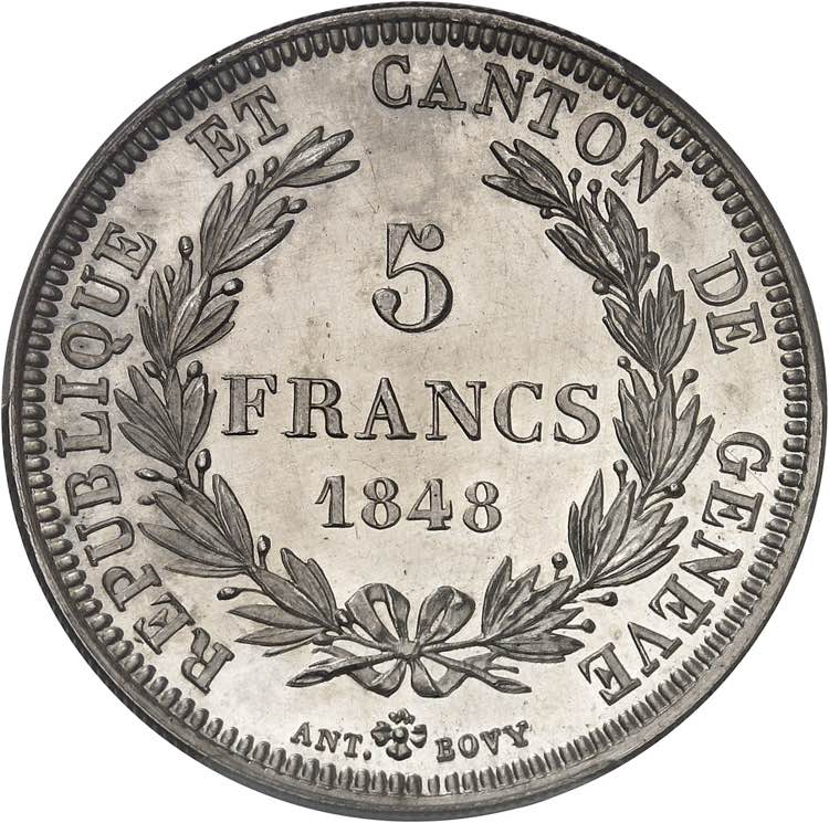 Genève (canton de). 5 francs ... 
