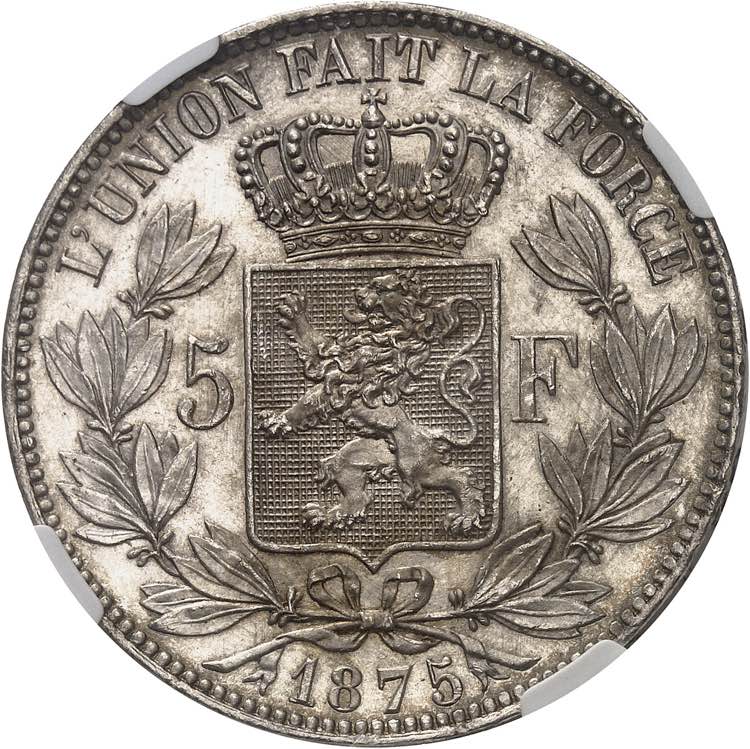 Léopold II (1865-1909). 5 francs ... 