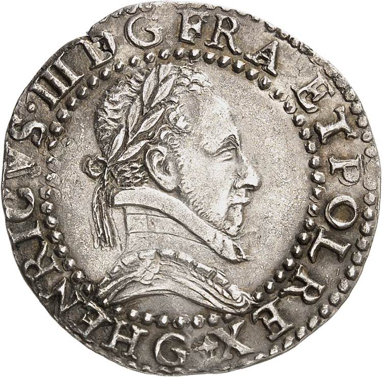 Henri III (1574-1589). Demi-franc ... 