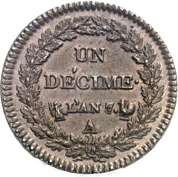 Directoire (1795-1799). Un décime ... 
