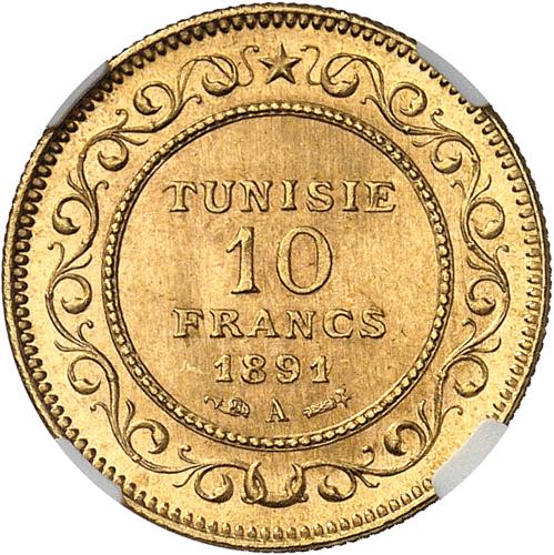 Ali, Bey (1882-1902). 10 francs Or ... 