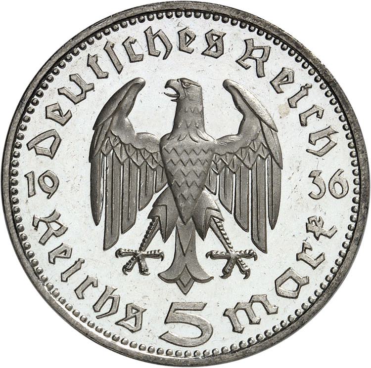 IIIe Reich (1933-1945). 5 mark ... 