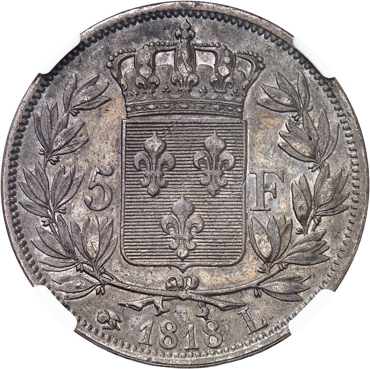 Louis XVIII (1814-1824). 5 francs ... 