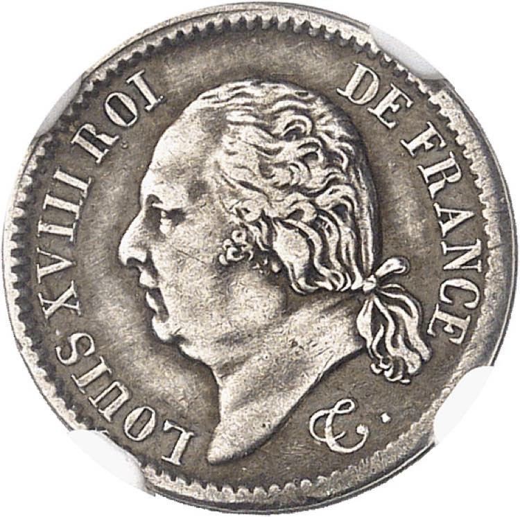 Louis XVIII (1814-1824). 1/4 franc ... 