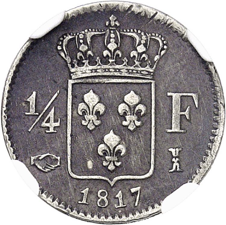 Louis XVIII (1814-1824). 1/4 franc ... 