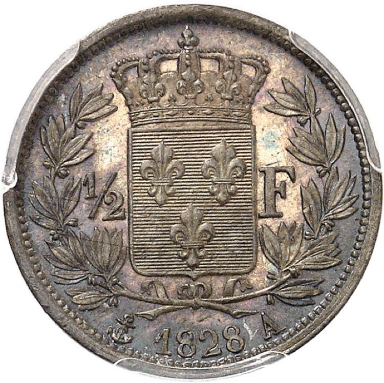 Charles X (1824-1830). 1/2 franc ... 