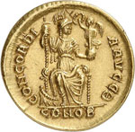 Honorius (393-423). Solidus, Constantinople. 
