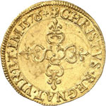 Henri III (1574-1589). Écu d’or au soleil ... 