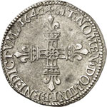 Louis XIII (1610-1643). Quart d’écu 1642, ... 