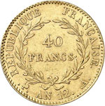Consulat (1799-1804). 40 francs An 12, Paris ... 