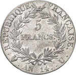 Premier Empire (1804-1814). 5 francs An 14, ... 