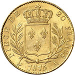 Louis XVIII (1814-1824). 20 francs or buste ... 