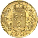 Louis XVIII (1814-1824). 20 francs 1824, ... 