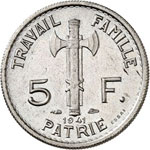 État Français (1940-1944). 5 francs 1941, ... 