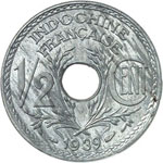 ½ cent 1939, piéfort en zinc. 