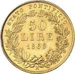 Vatican, Pie IX (1846-1878). 50 lire 1868, ... 