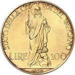 Vatican, Pie XI (1922-1939). 100 lire 1935, ... 