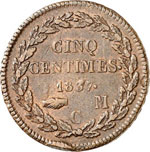 Honoré V (1819-1841). 5 centimes 1837, type ... 